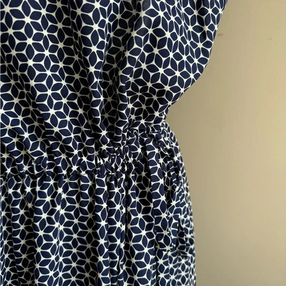 Anne Klein Blue and White Patterned Midi Dress - Picture 3 of 6